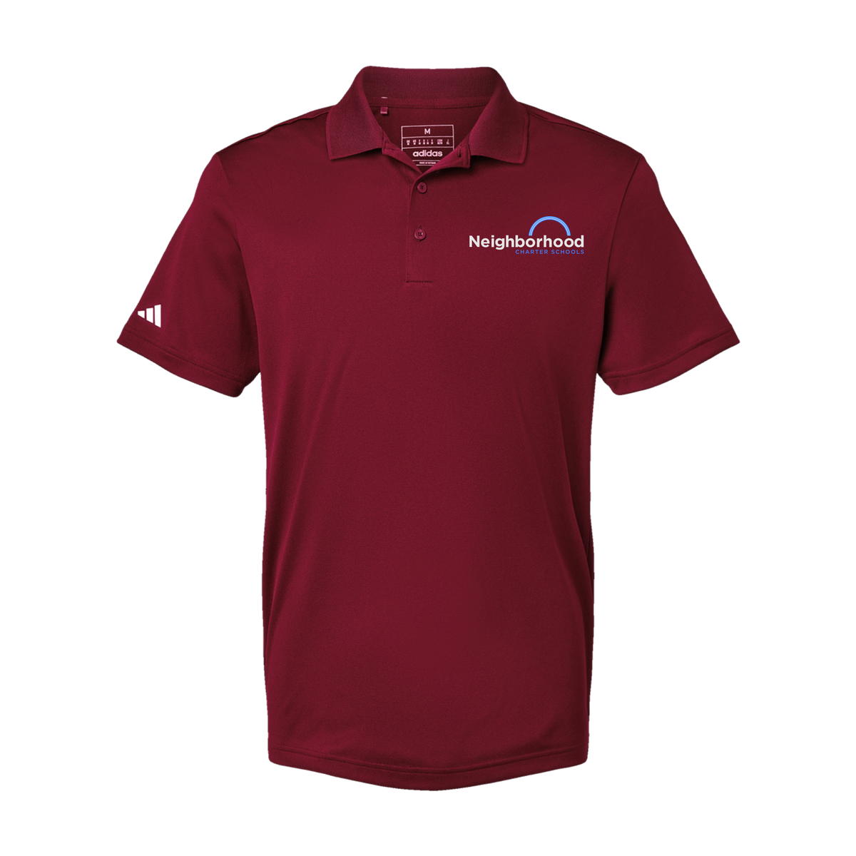 ncschools-adidas-mens-sport-polo-shirt-embroidery-leftchest-A430-collegiateburgundy-flat-front