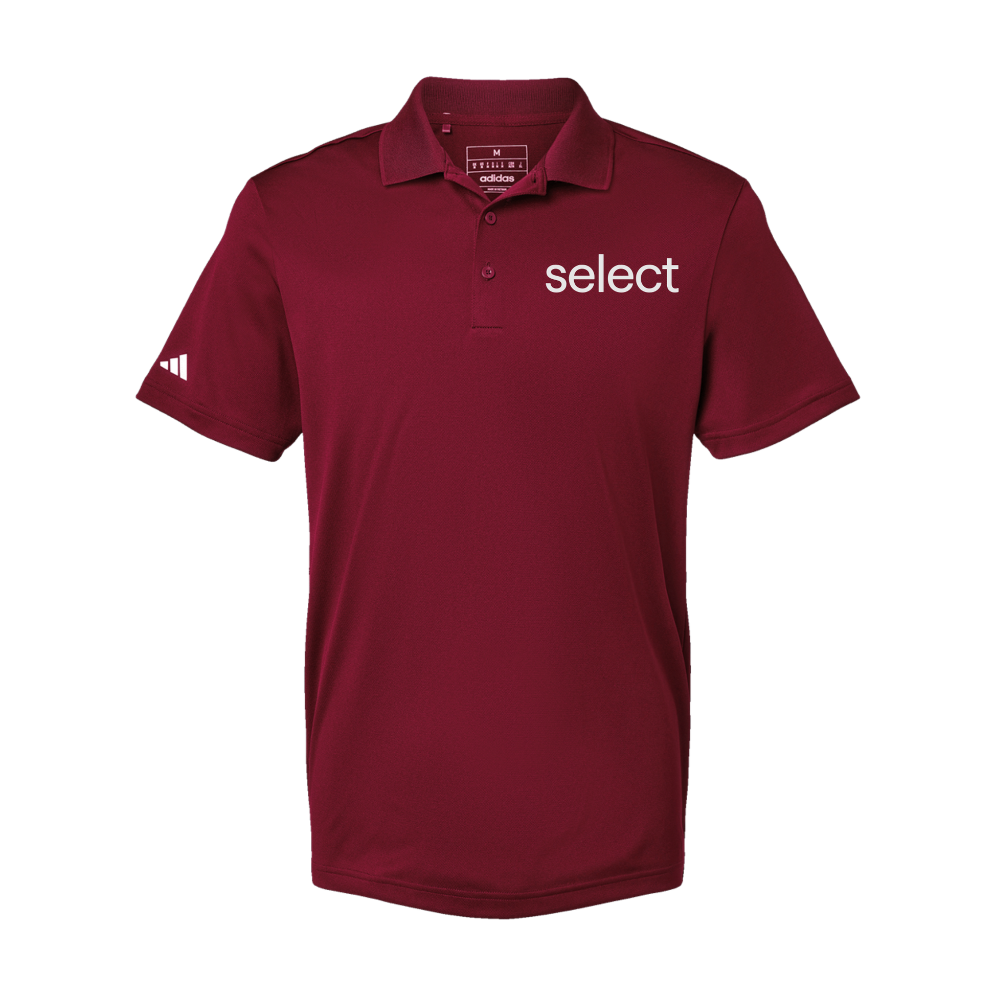 meetselect-adidas-mens-sport-polo-shirt-embroidery-leftchest-A430-collegiateburgundy-flat-front