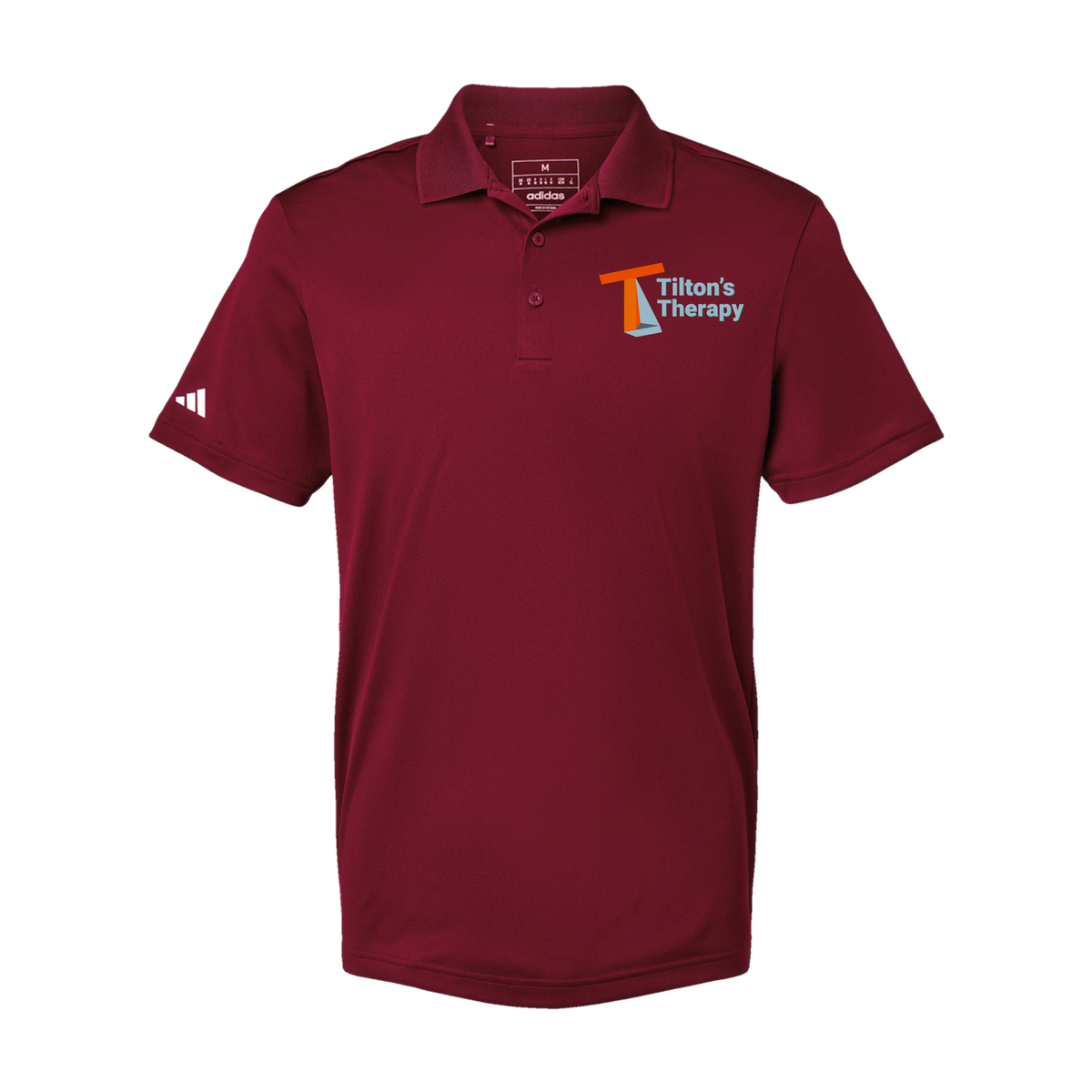 tiltonstherapy-adidas-mens-sport-polo-shirt-embroidery-leftchest-A430-collegiateburgundy-flat-front