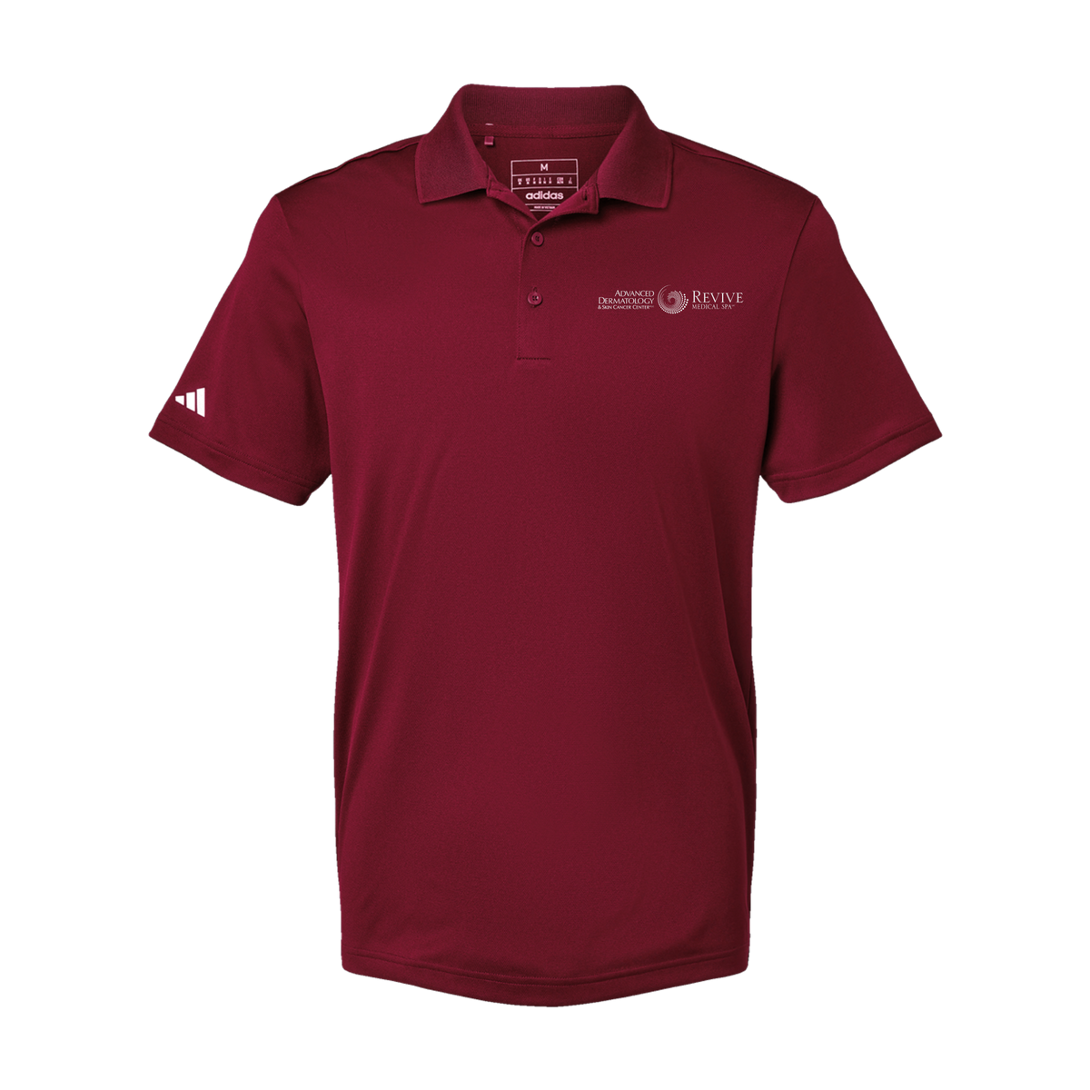 advancedskinmd-adidas-mens-sport-polo-shirt-embroidery-leftchest-A430-collegiateburgundy-flat-front