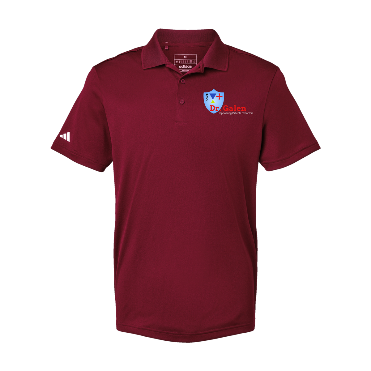 drgalen-adidas-mens-sport-polo-shirt-embroidery-leftchest-A430-collegiateburgundy-flat-front