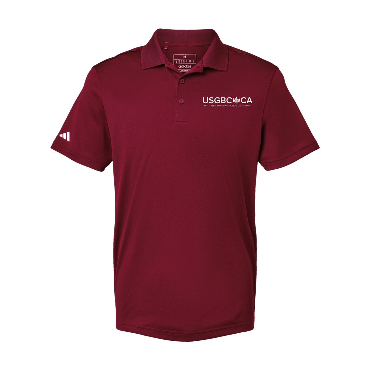 usgbc-ca-adidas-mens-sport-polo-shirt-embroidery-leftchest-A430-collegiateburgundy-flat-front