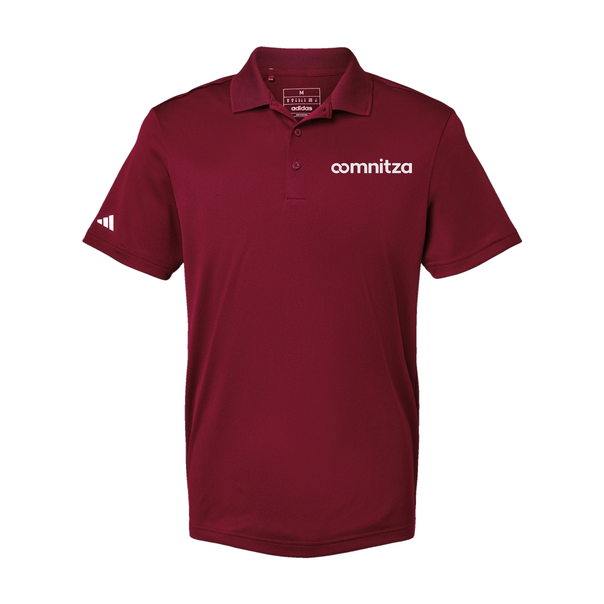 oomnitza-adidas-mens-sport-polo-shirt-embroidery-leftchest-A430-collegiateburgundy-flat-front