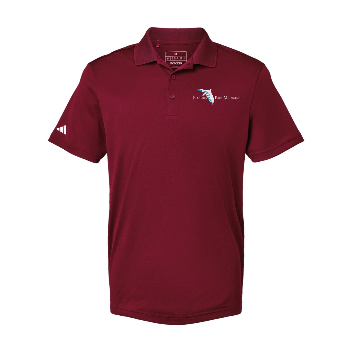 floridapainmedicine-adidas-mens-sport-polo-shirt-embroidery-leftchest-A430-collegiateburgundy-flat-front
