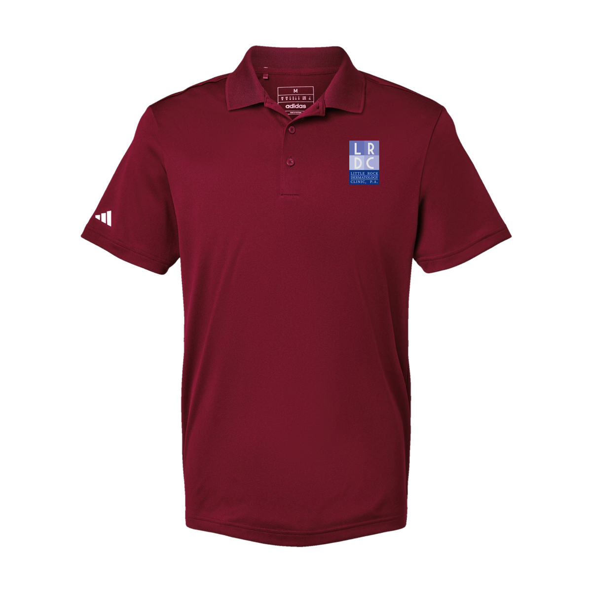 littlerockdermatology-adidas-mens-sport-polo-shirt-embroidery-leftchest-A430-collegiateburgundy-flat-front