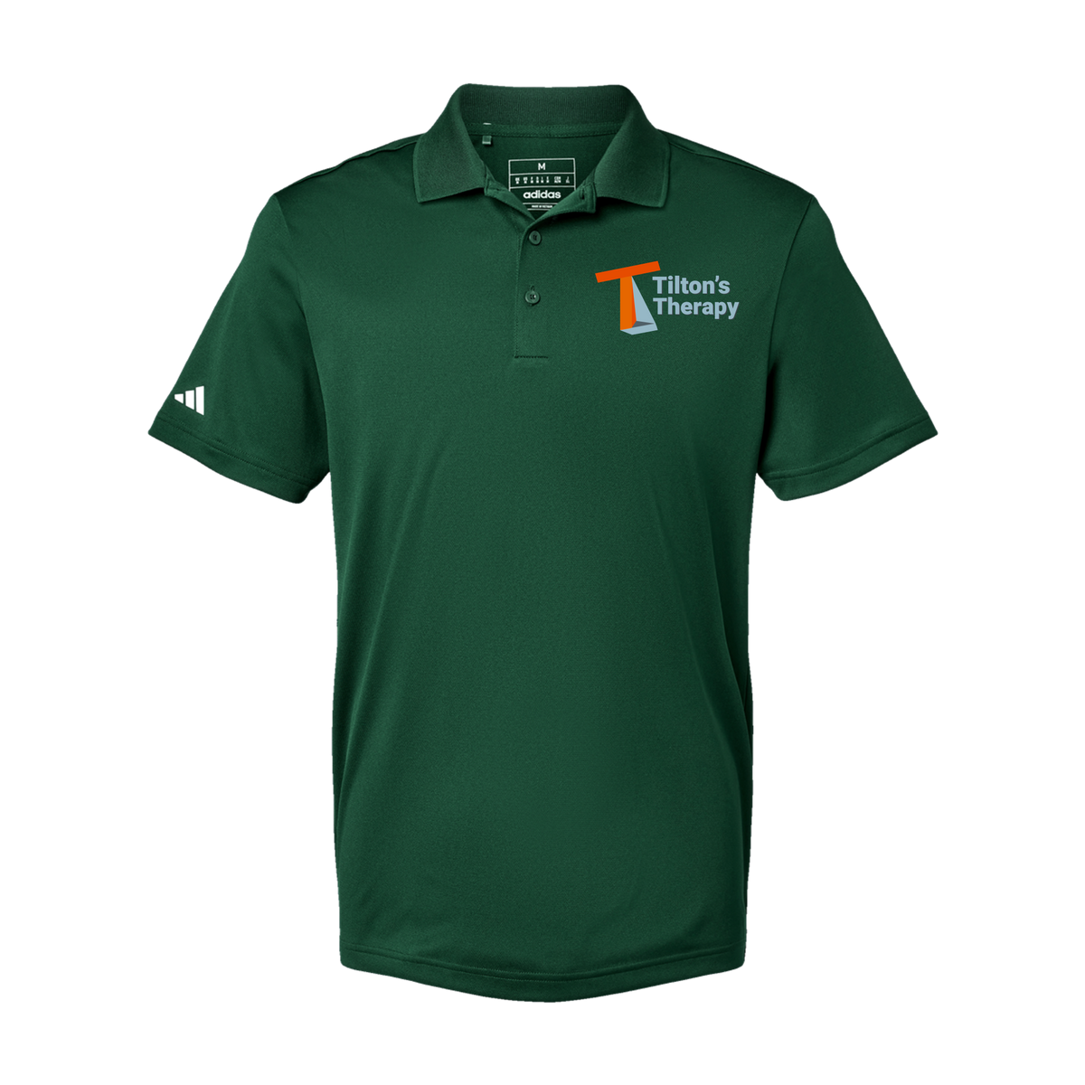 tiltonstherapy-adidas-mens-sport-polo-shirt-embroidery-leftchest-A430-collegiategreen-flat-front
