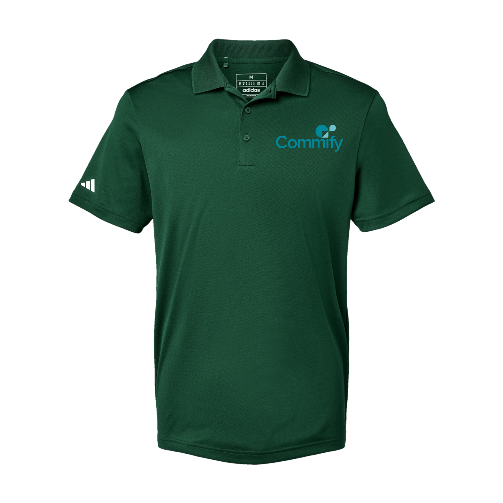 commify-adidas-mens-sport-polo-shirt-embroidery-leftchest-A430-collegiategreen-flat-front