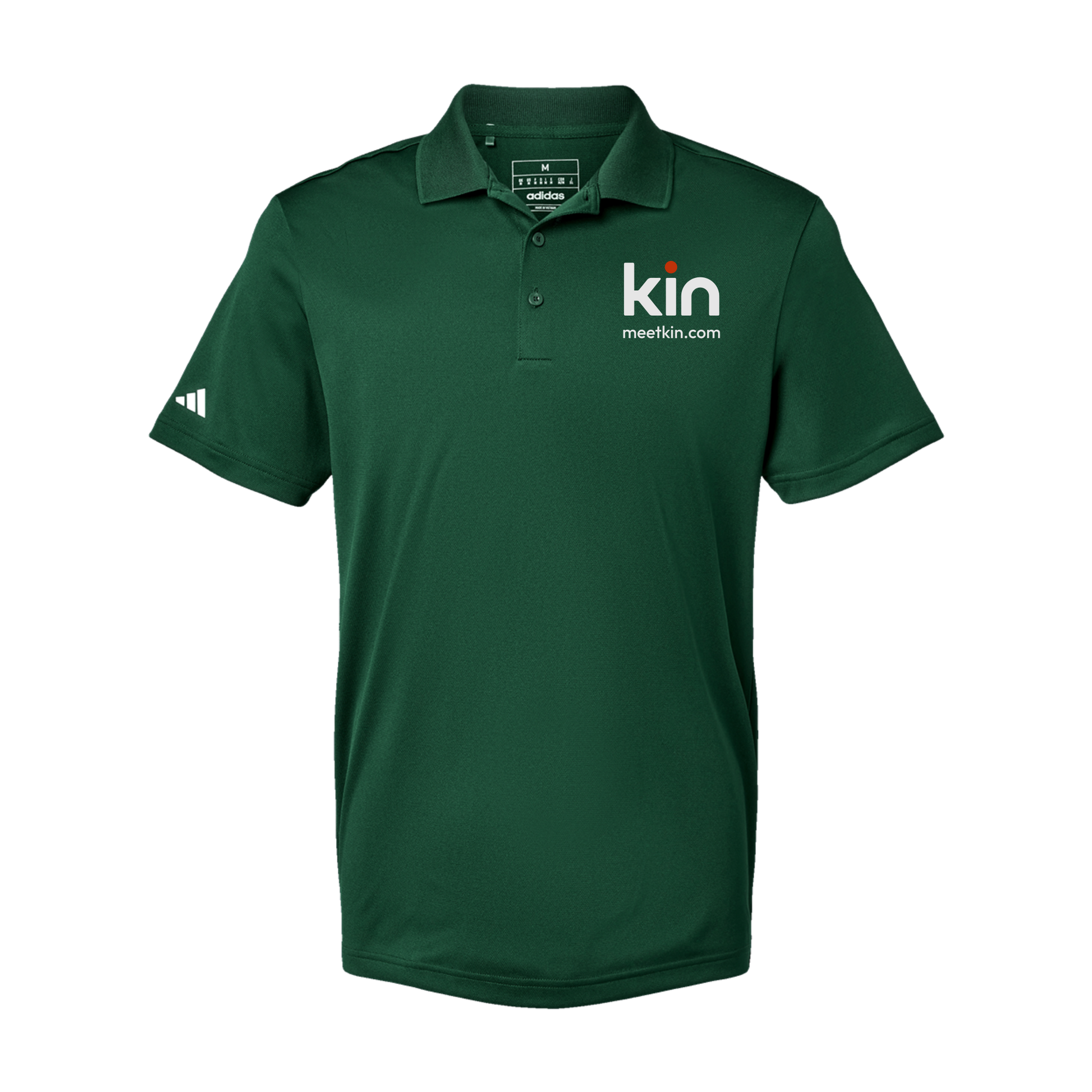 kin-adidas-mens-sport-polo-shirt-embroidery-leftchest-A430-collegiategreen-flat-front