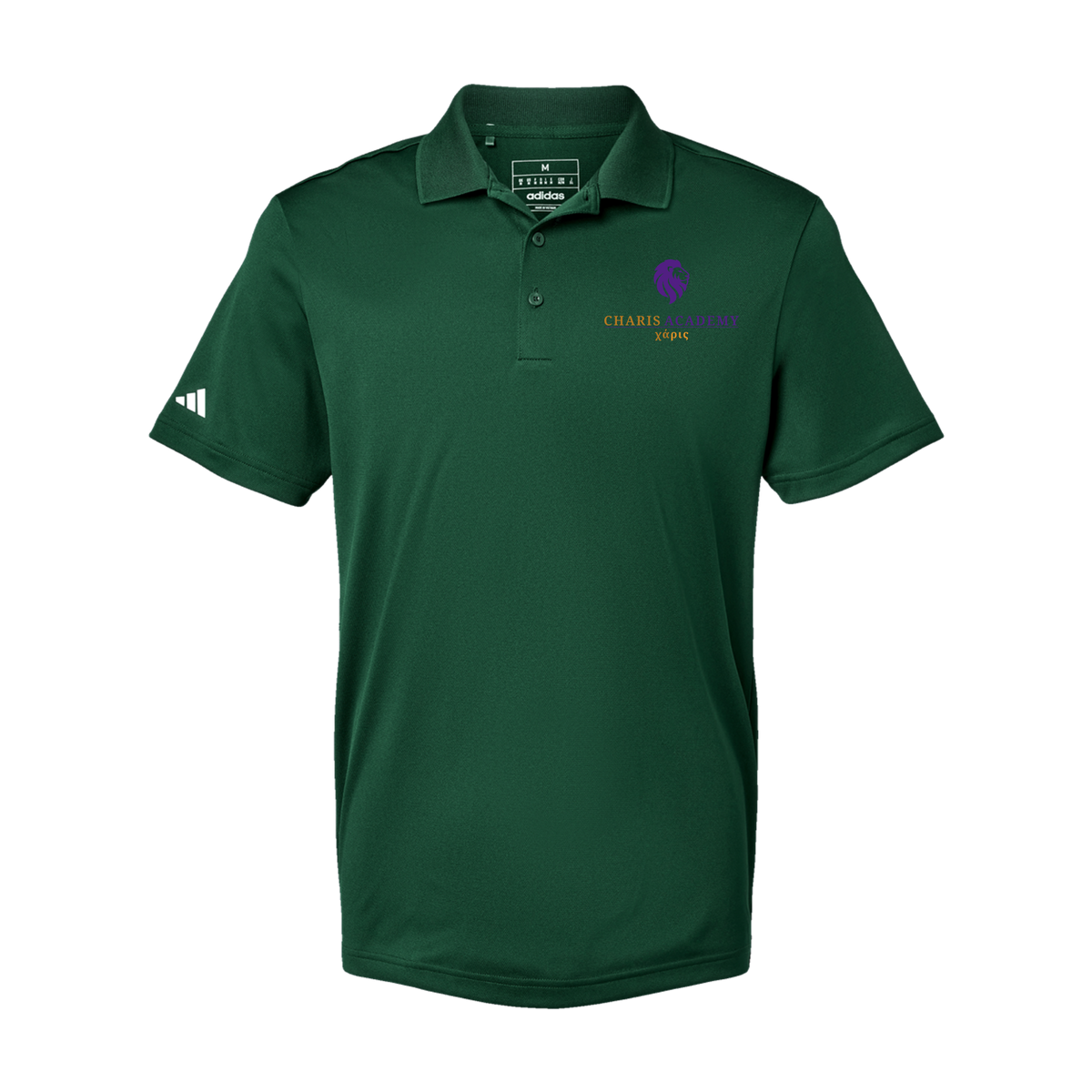 cahazleton-adidas-mens-sport-polo-shirt-embroidery-leftchest-A430-collegiategreen-flat-front