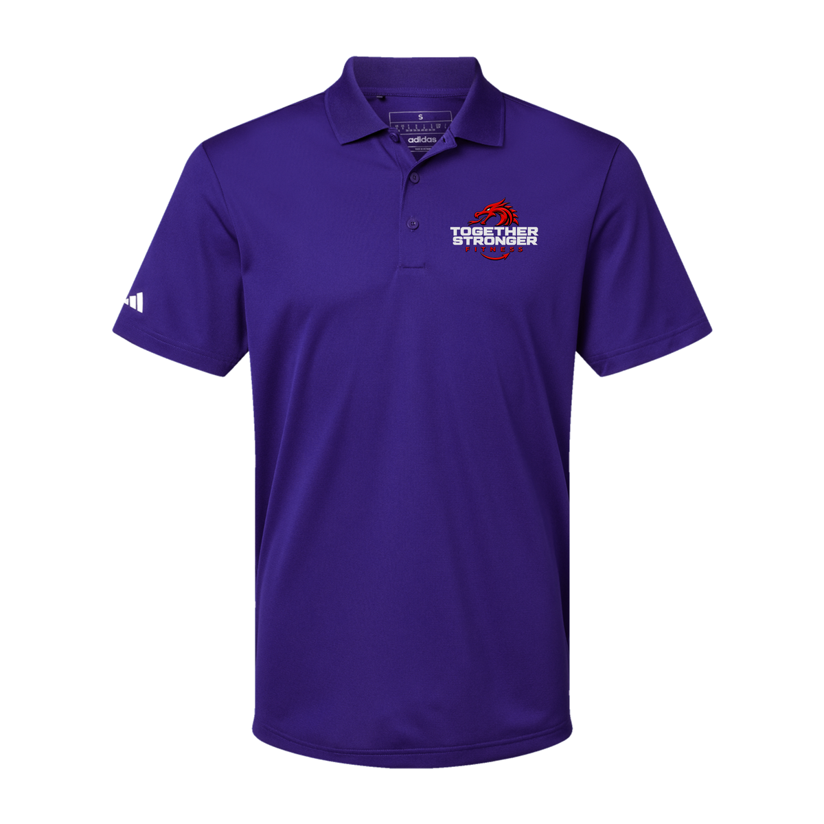 togetherstrongerfitness-adidas-mens-sport-polo-shirt-embroidery-leftchest-A430-collegiatepurple-flat-front