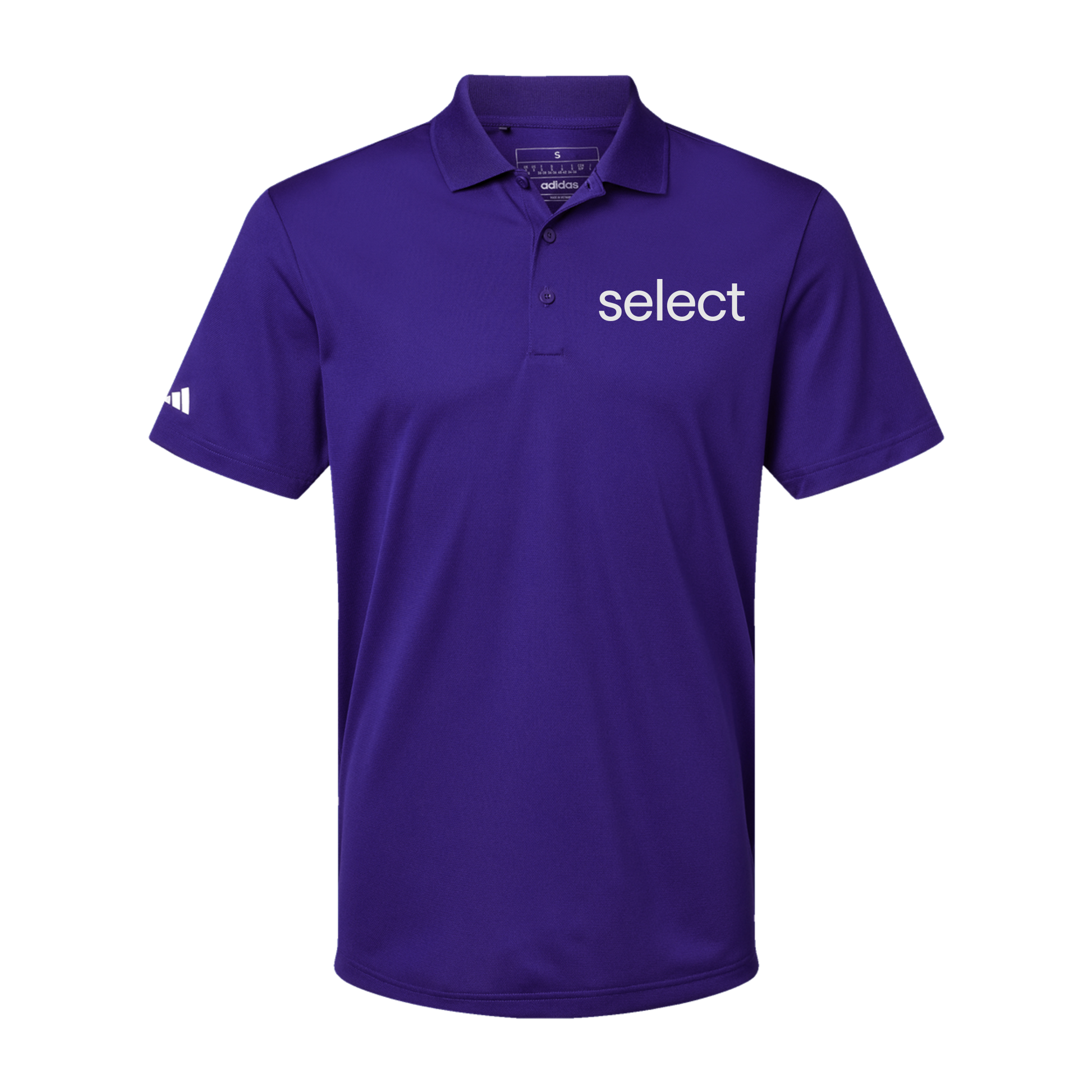 meetselect-adidas-mens-sport-polo-shirt-embroidery-leftchest-A430-collegiatepurple-flat-front