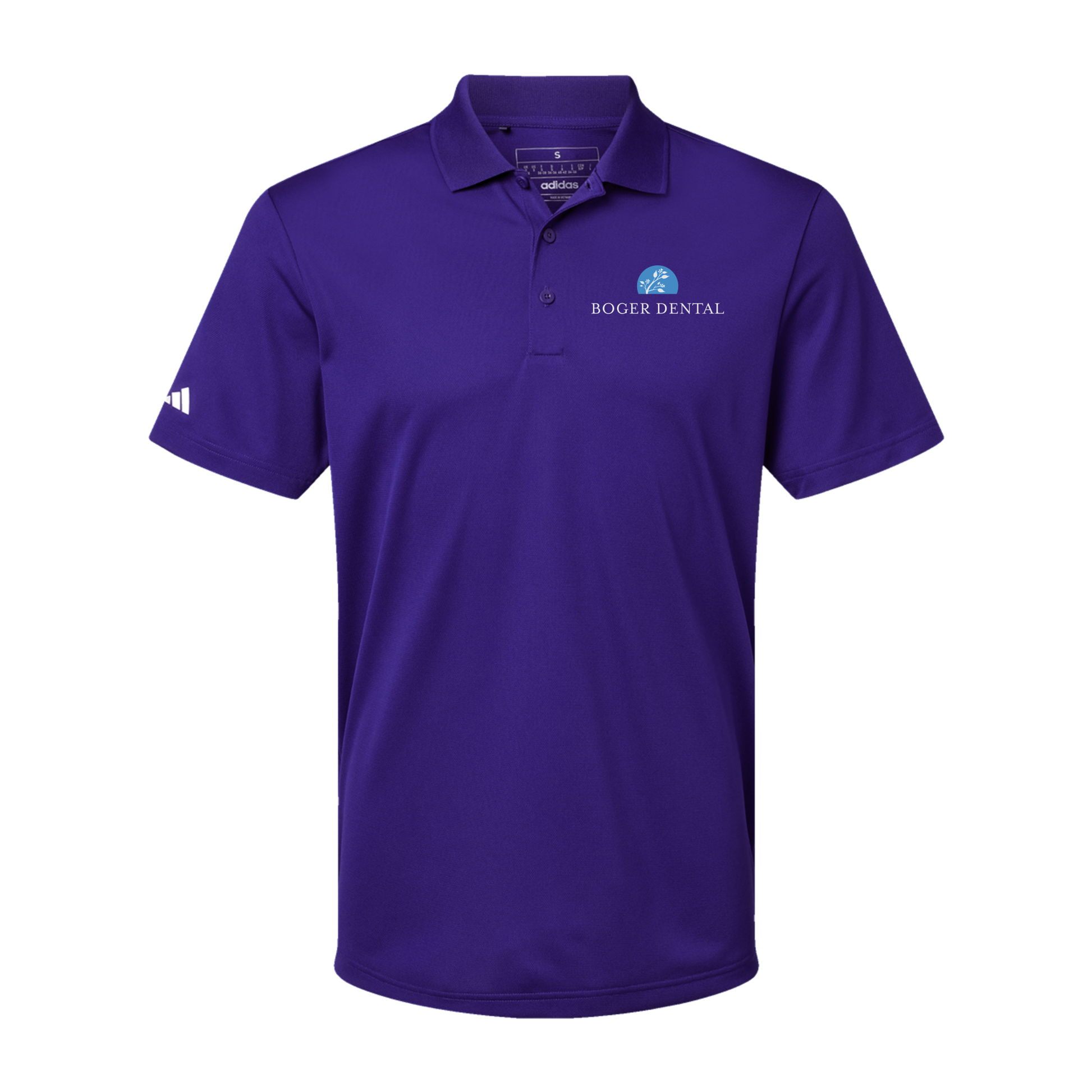 boger-dental-adidas-mens-sport-polo-shirt-embroidery-leftchest-A430-collegiatepurple-flat-front