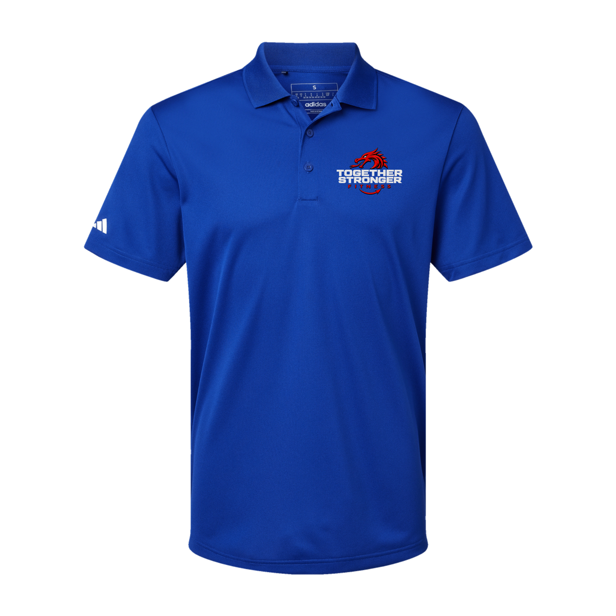 togetherstrongerfitness-adidas-mens-sport-polo-shirt-embroidery-leftchest-A430-collegiateroyal-flat-front