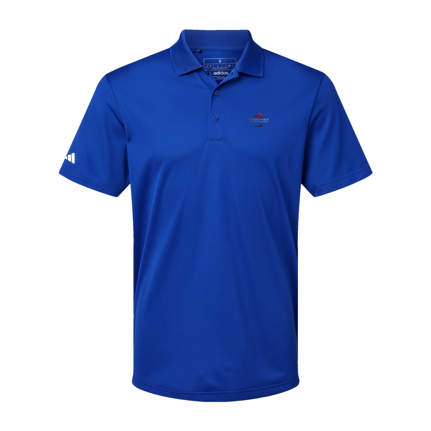 togetherstrongerfitness-adidas-mens-sport-polo-shirt-embroidery-leftchest-A430-collegiateroyal-flat-front