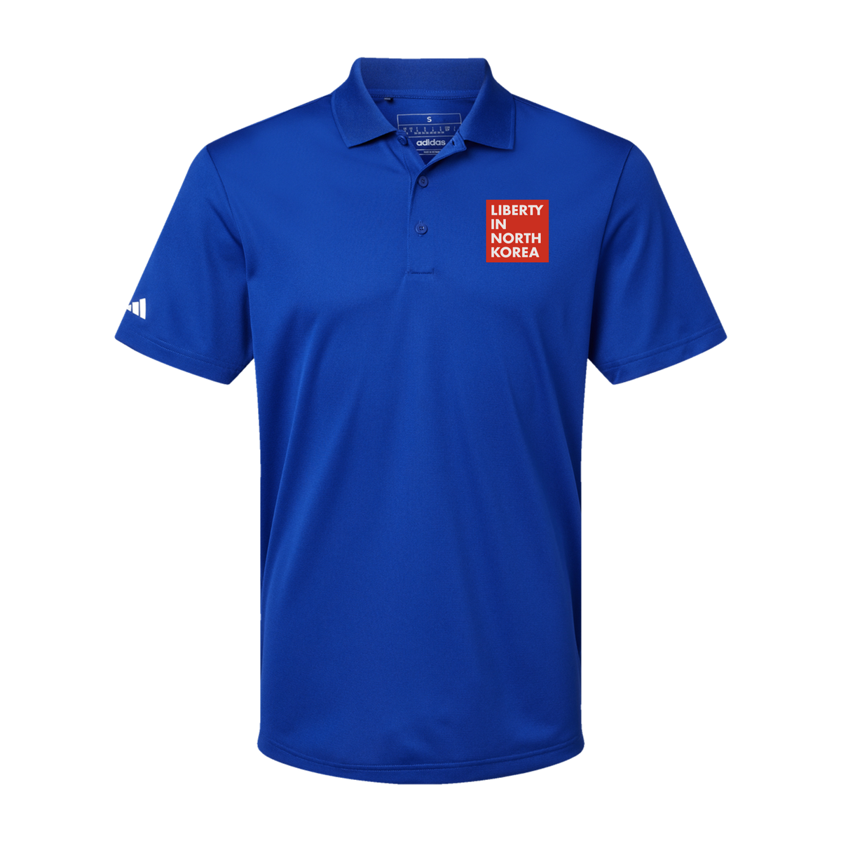 libertyinnorthkorea-adidas-mens-sport-polo-shirt-embroidery-leftchest-A430-collegiateroyal-flat-front