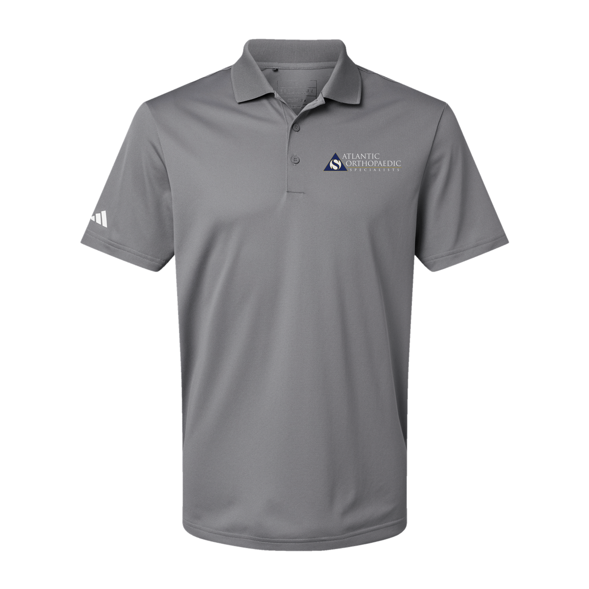 atlanticortho-adidas-mens-sport-polo-shirt-embroidery-leftchest-A430-greythree-flat-front
