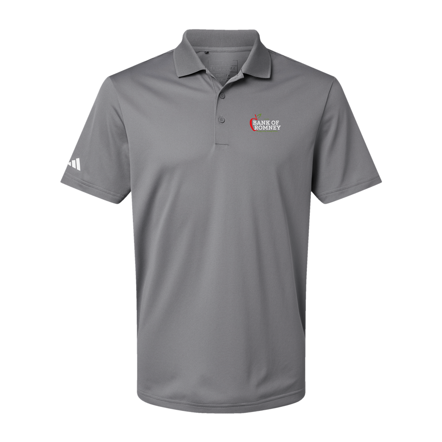 bankofromney-adidas-mens-sport-polo-shirt-embroidery-leftchest-A430-greythree-flat-front