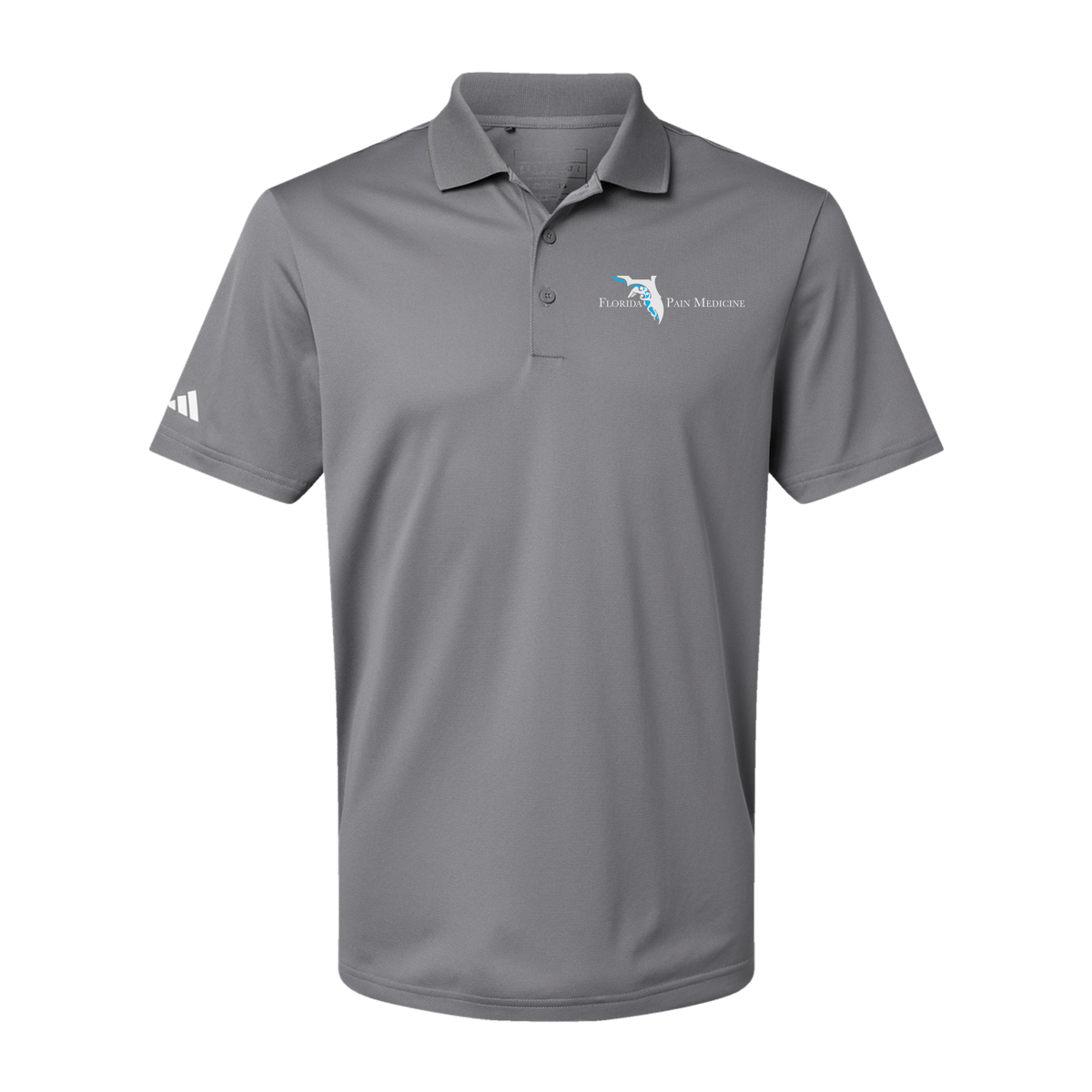 floridapainmedicine-adidas-mens-sport-polo-shirt-embroidery-leftchest-A430-greythree-flat-front