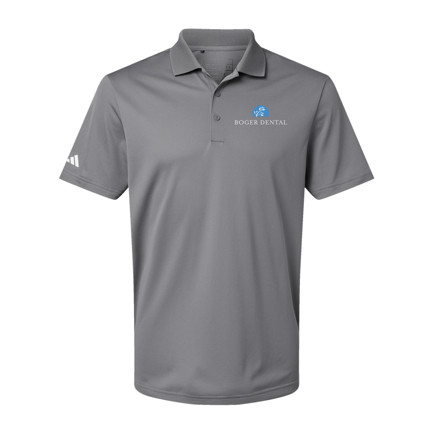 boger-dental-adidas-mens-sport-polo-shirt-embroidery-leftchest-A430-greythree-flat-front