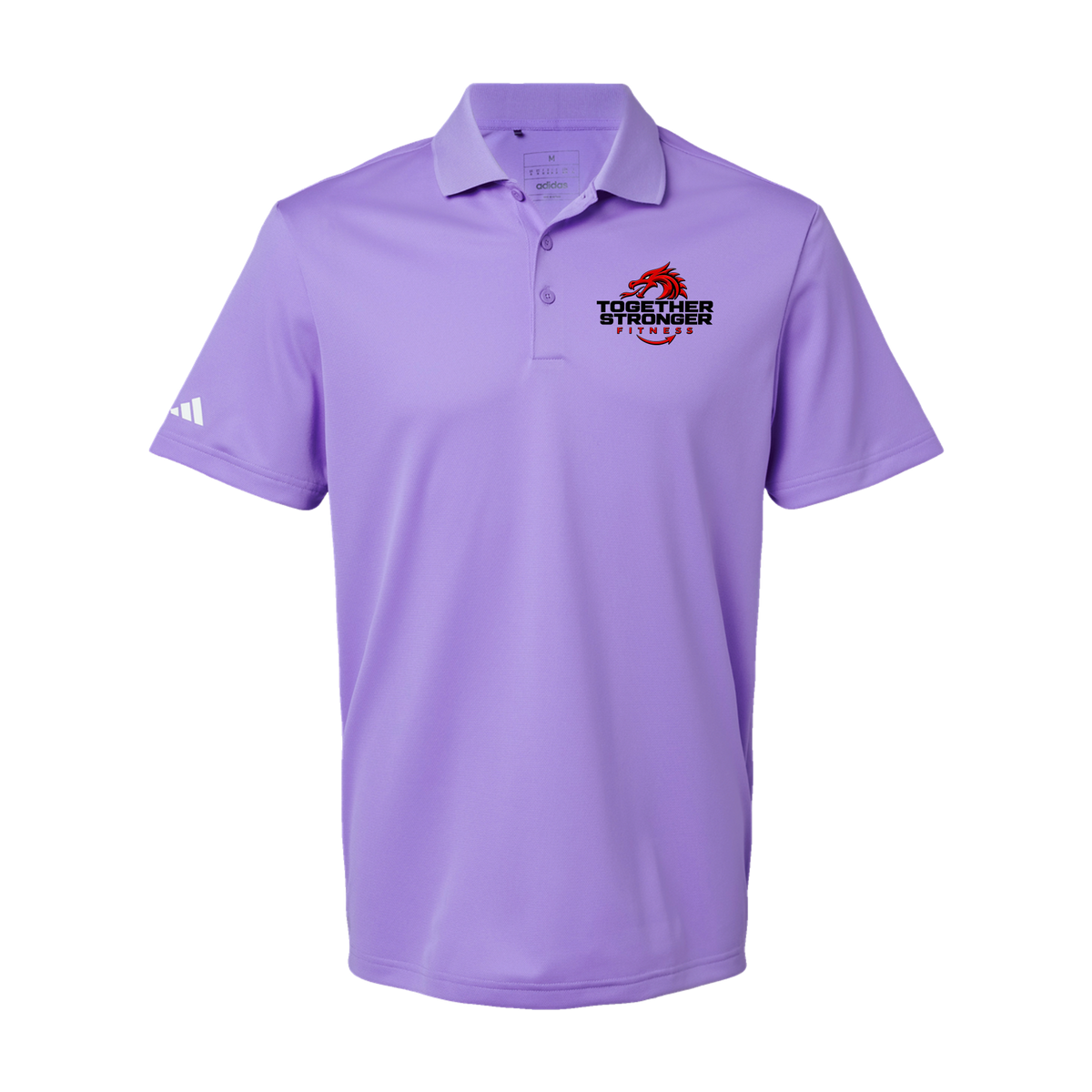 togetherstrongerfitness-adidas-mens-sport-polo-shirt-embroidery-leftchest-A430-lightflashpurple-flat-front