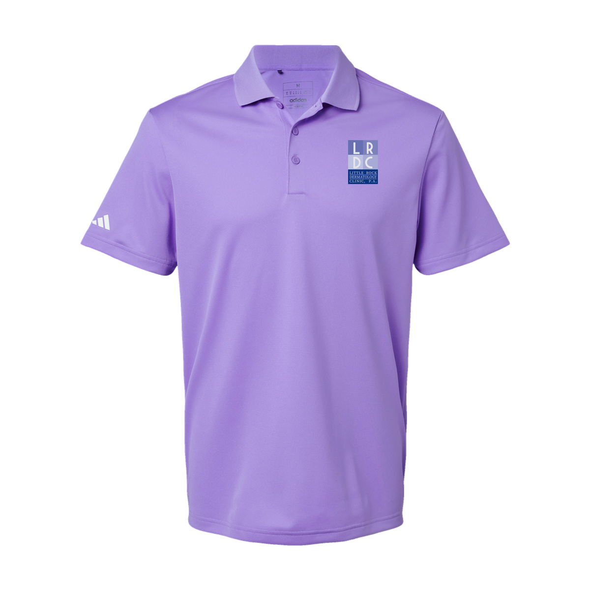 littlerockdermatology-adidas-mens-sport-polo-shirt-embroidery-leftchest-A430-lightflashpurple-flat-front