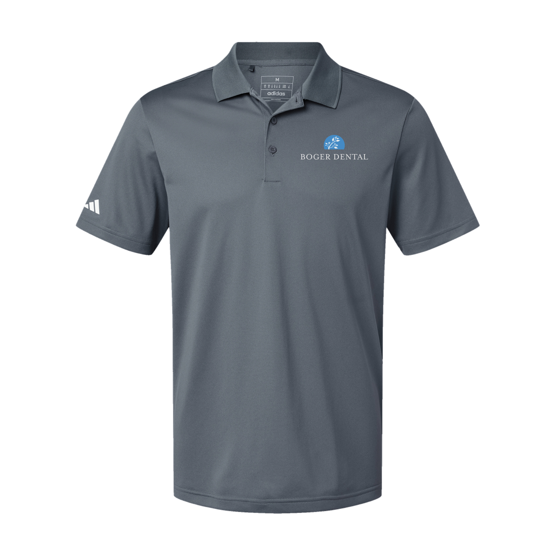 boger-dental-adidas-mens-sport-polo-shirt-embroidery-leftchest-A430-onix-flat-front