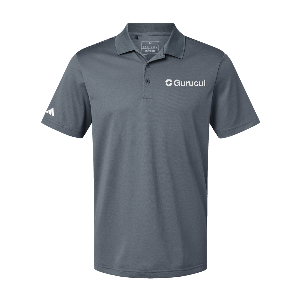 gurucul-adidas-mens-sport-polo-shirt-embroidery-leftchest-A430-onix-flat-front
