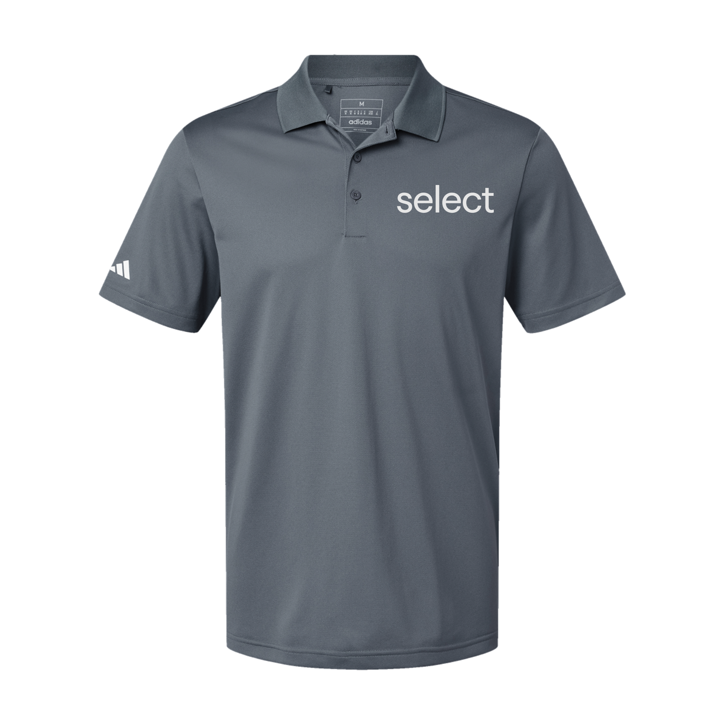 meetselect-adidas-mens-sport-polo-shirt-embroidery-leftchest-A430-onix-flat-front
