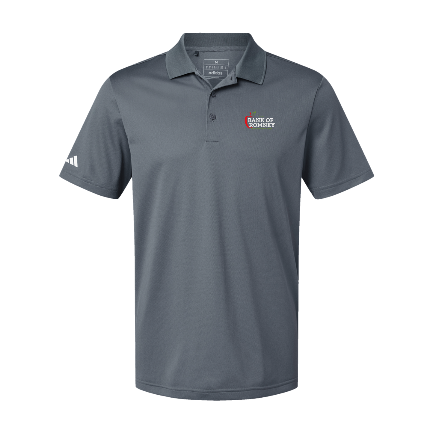 bankofromney-adidas-mens-sport-polo-shirt-embroidery-leftchest-A430-onix-flat-front