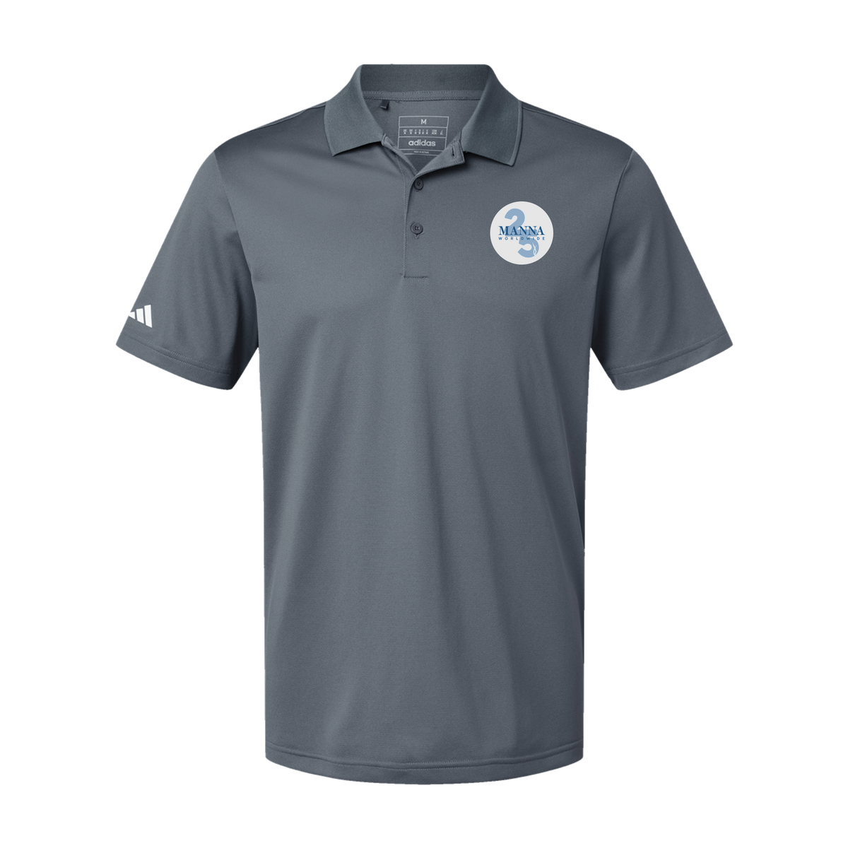 mannaworldwide-adidas-mens-sport-polo-shirt-embroidery-leftchest-A430-onix-flat-front