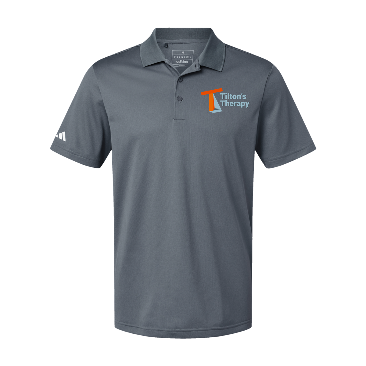 tiltonstherapy-adidas-mens-sport-polo-shirt-embroidery-leftchest-A430-onix-flat-front