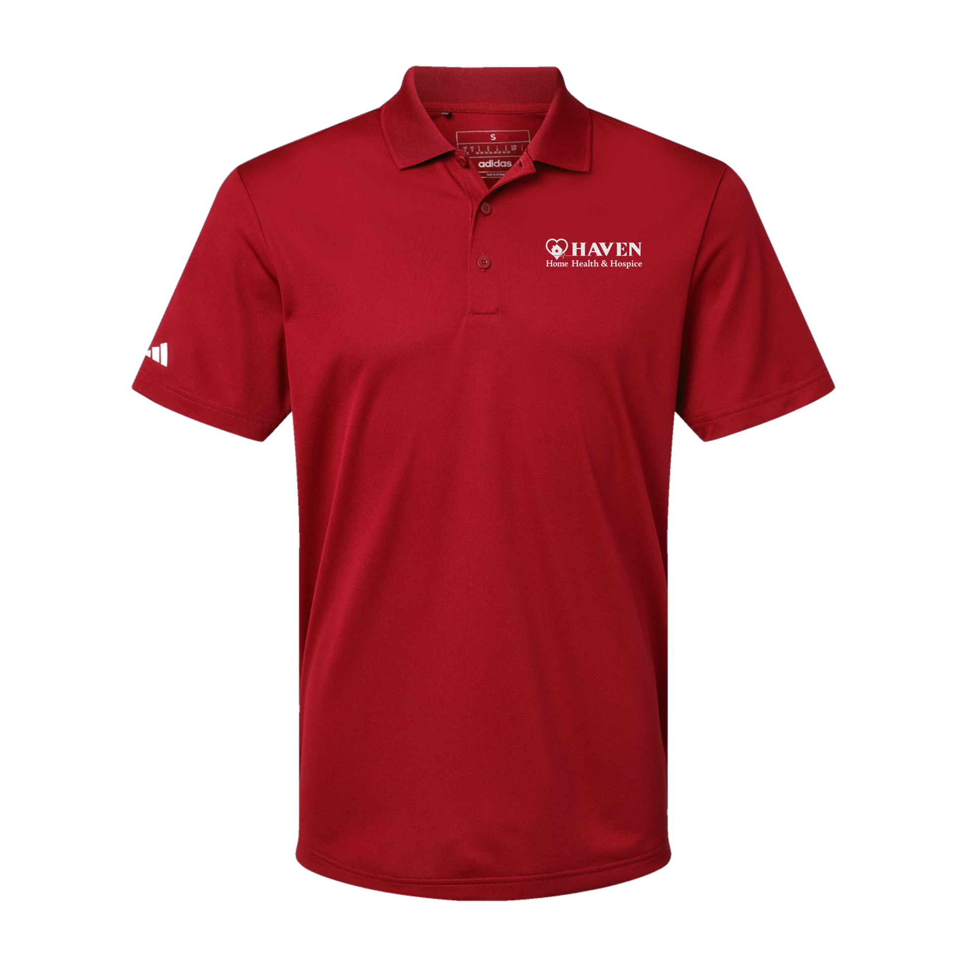 haven-adidas-mens-sport-polo-shirt-embroidery-leftchest-A430-powerred-flat-front