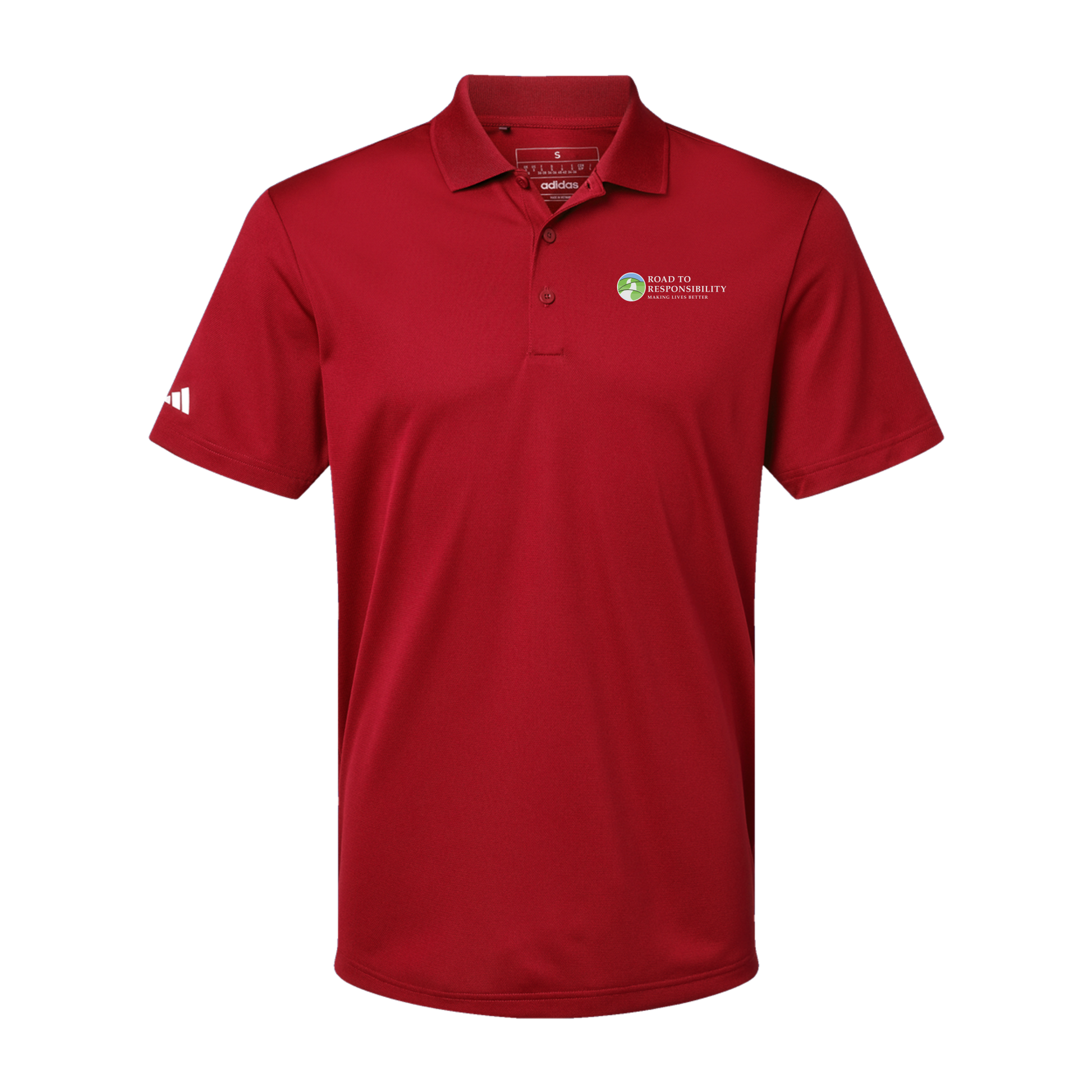 roadtoresponsibility-adidas-mens-sport-polo-shirt-embroidery-leftchest-A430-powerred-flat-front