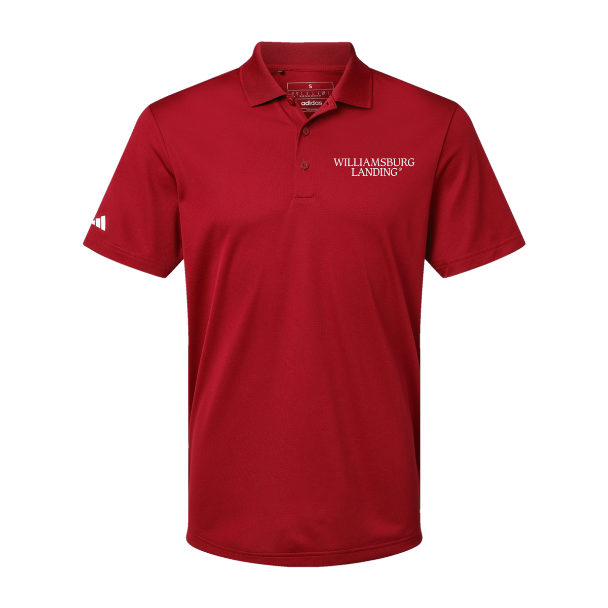williamsburglanding-adidas-mens-sport-polo-shirt-embroidery-leftchest-A430-powerred-flat-front