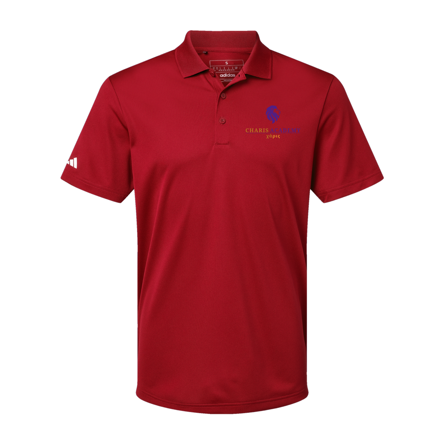 cahazleton-adidas-mens-sport-polo-shirt-embroidery-leftchest-A430-powerred-flat-front