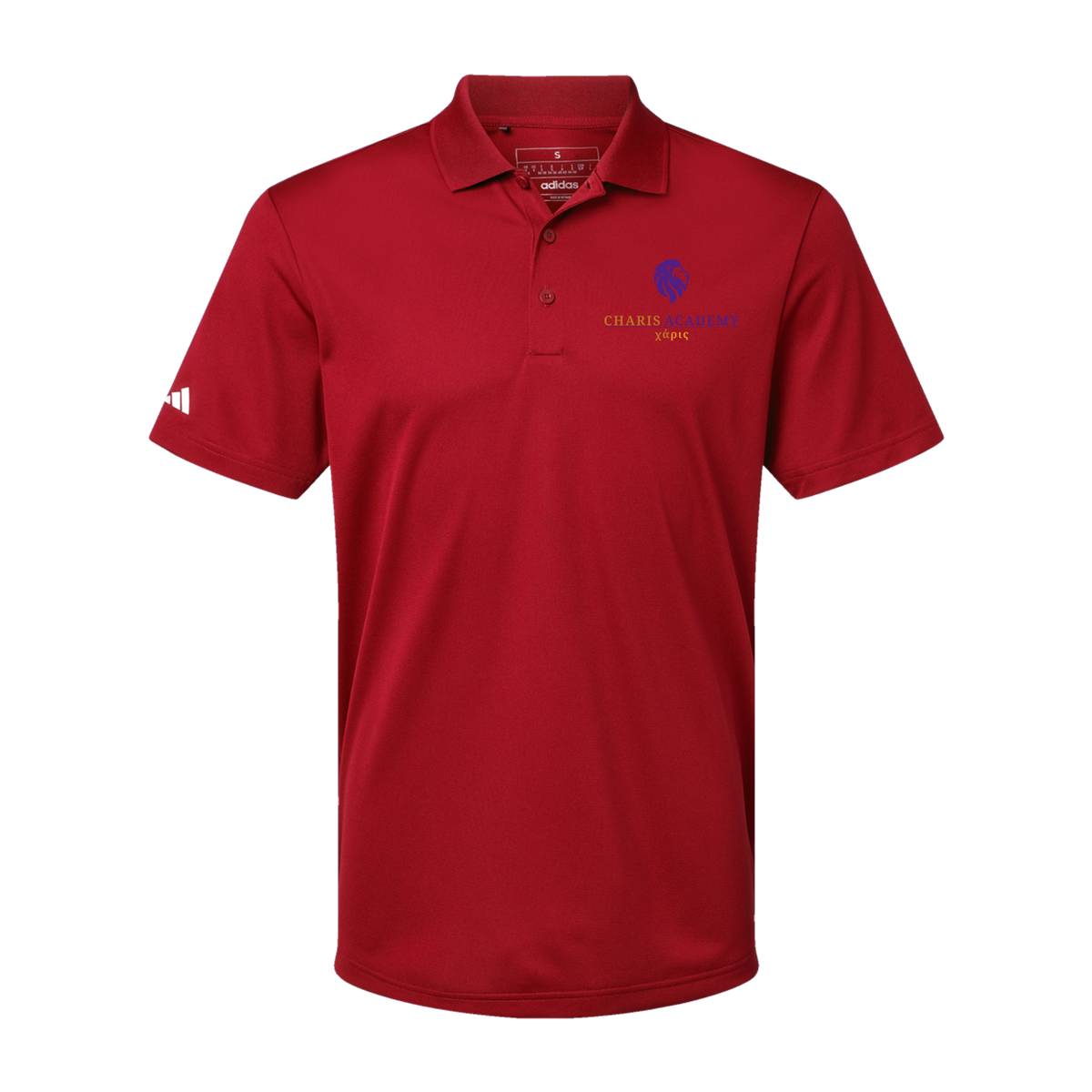 cahazleton-adidas-mens-sport-polo-shirt-embroidery-leftchest-A430-powerred-flat-front