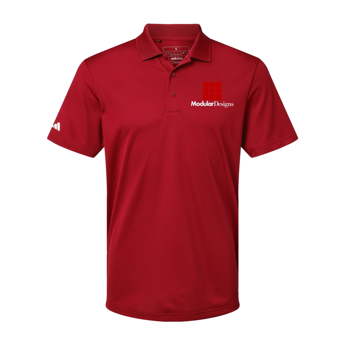 modulardesignsflooring-adidas-mens-sport-polo-shirt-embroidery-leftchest-A430-powerred-flat-front