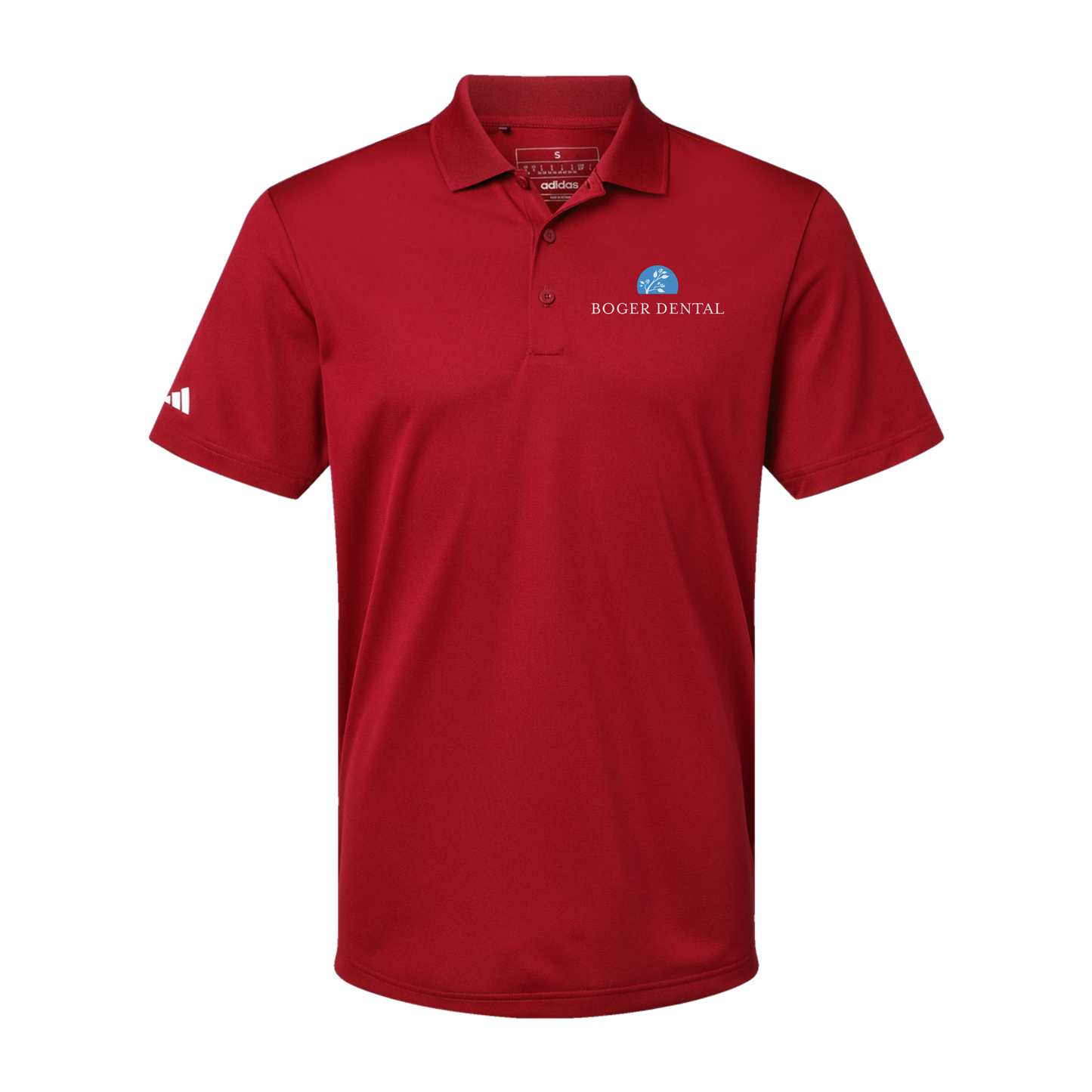 boger-dental-adidas-mens-sport-polo-shirt-embroidery-leftchest-A430-powerred-flat-front