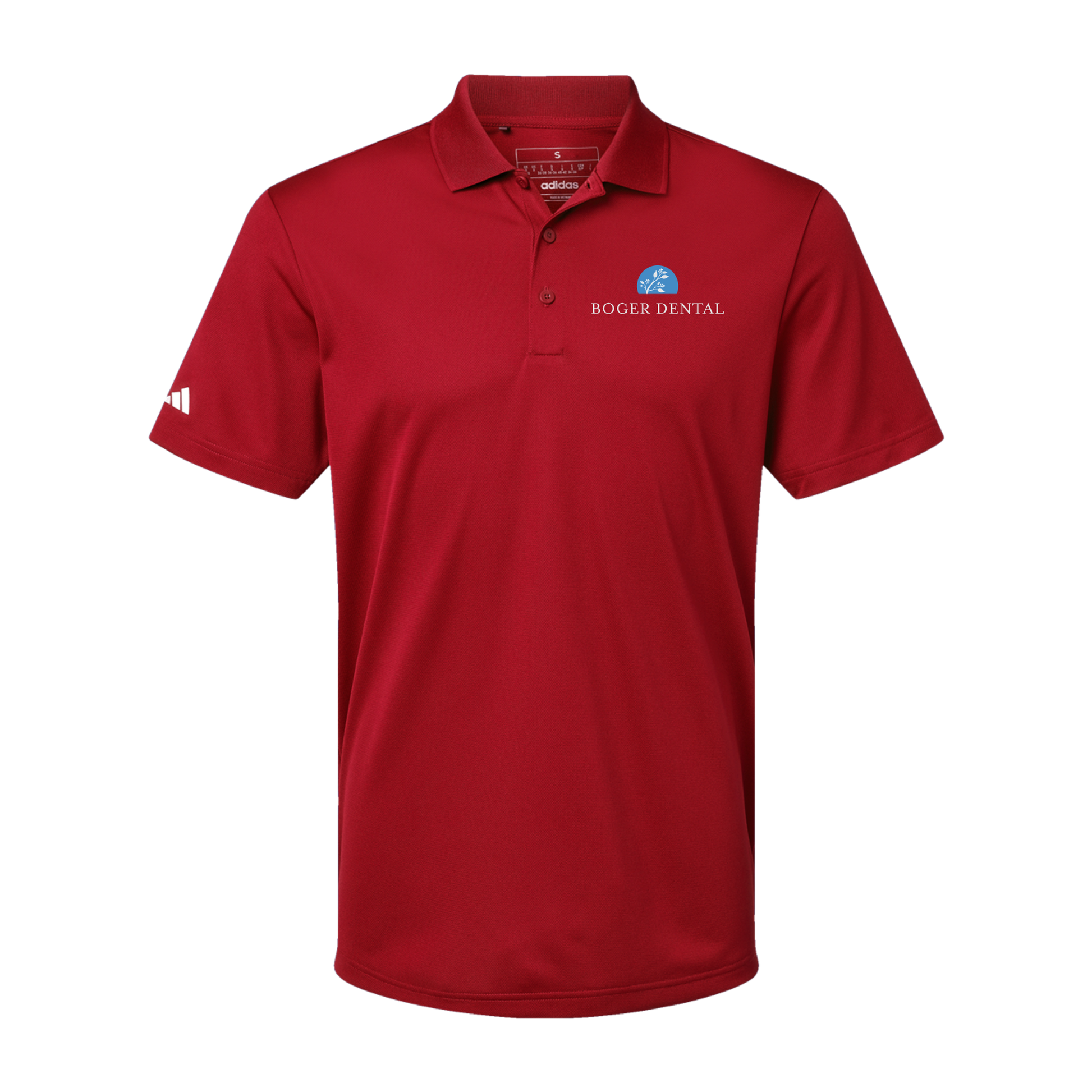 boger-dental-adidas-mens-sport-polo-shirt-embroidery-leftchest-A430-powerred-flat-front