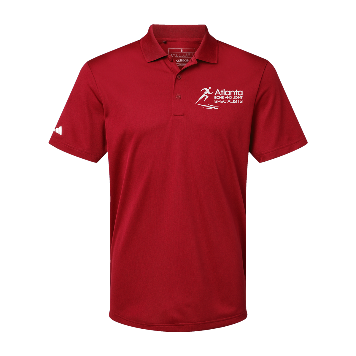 atlantaboneandjoint-adidas-mens-sport-polo-shirt-embroidery-leftchest-A430-powerred-flat-front