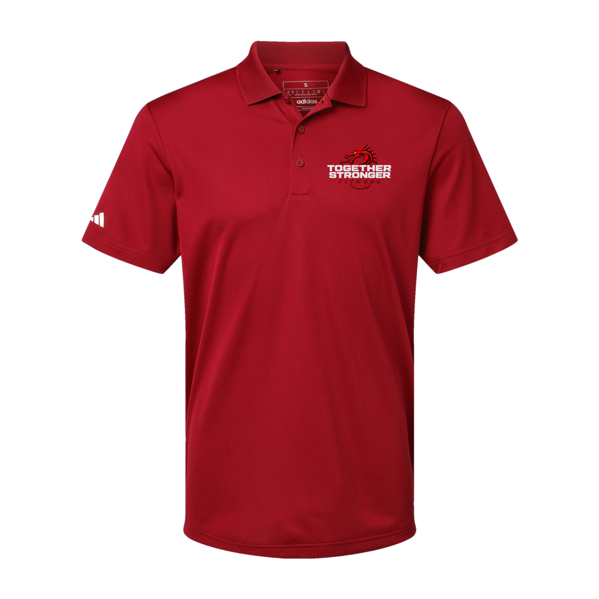 togetherstrongerfitness-adidas-mens-sport-polo-shirt-embroidery-leftchest-A430-powerred-flat-front