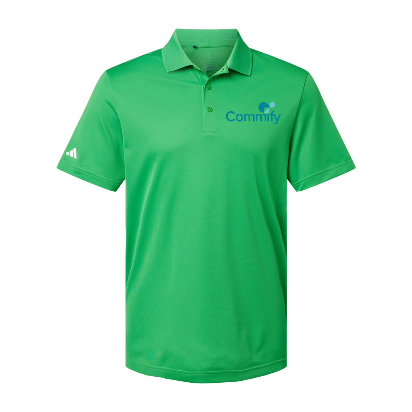commify-adidas-mens-sport-polo-shirt-embroidery-leftchest-A430-vividgreen-flat-front