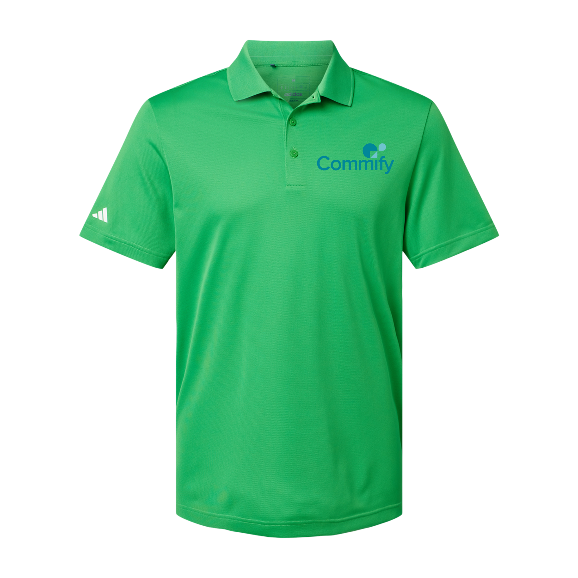 commify-adidas-mens-sport-polo-shirt-embroidery-leftchest-A430-vividgreen-flat-front