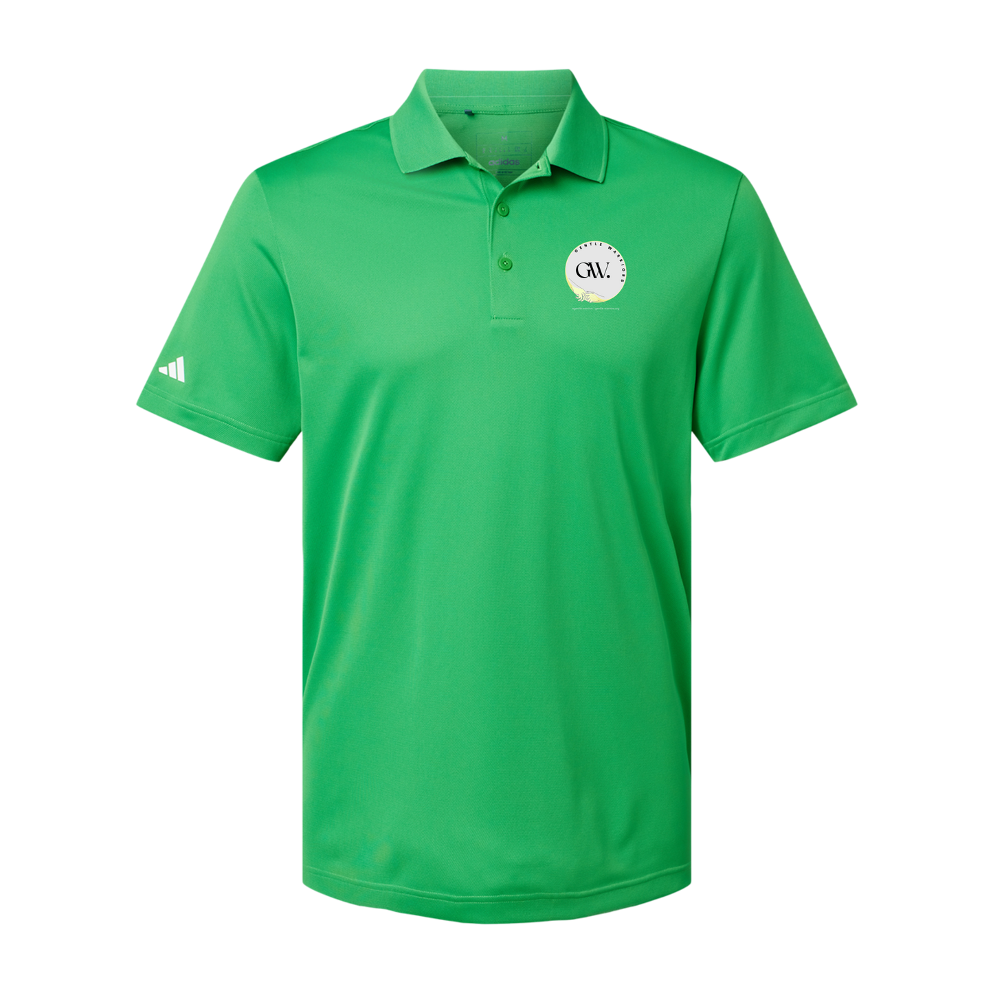 gentle-warriors-adidas-mens-sport-polo-shirt-embroidery-leftchest-A430-vividgreen-flat-front