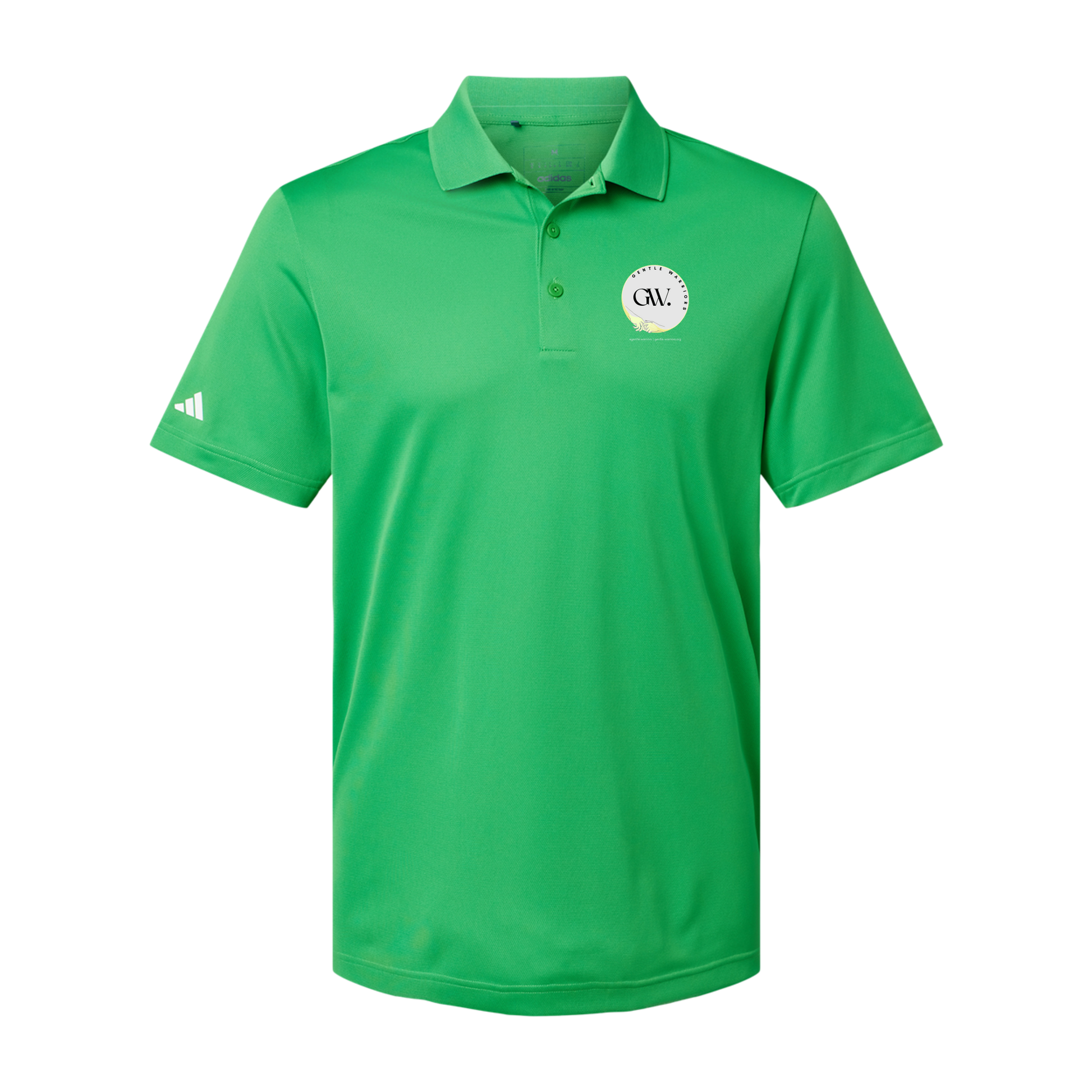 gentle-warriors-adidas-mens-sport-polo-shirt-embroidery-leftchest-A430-vividgreen-flat-front