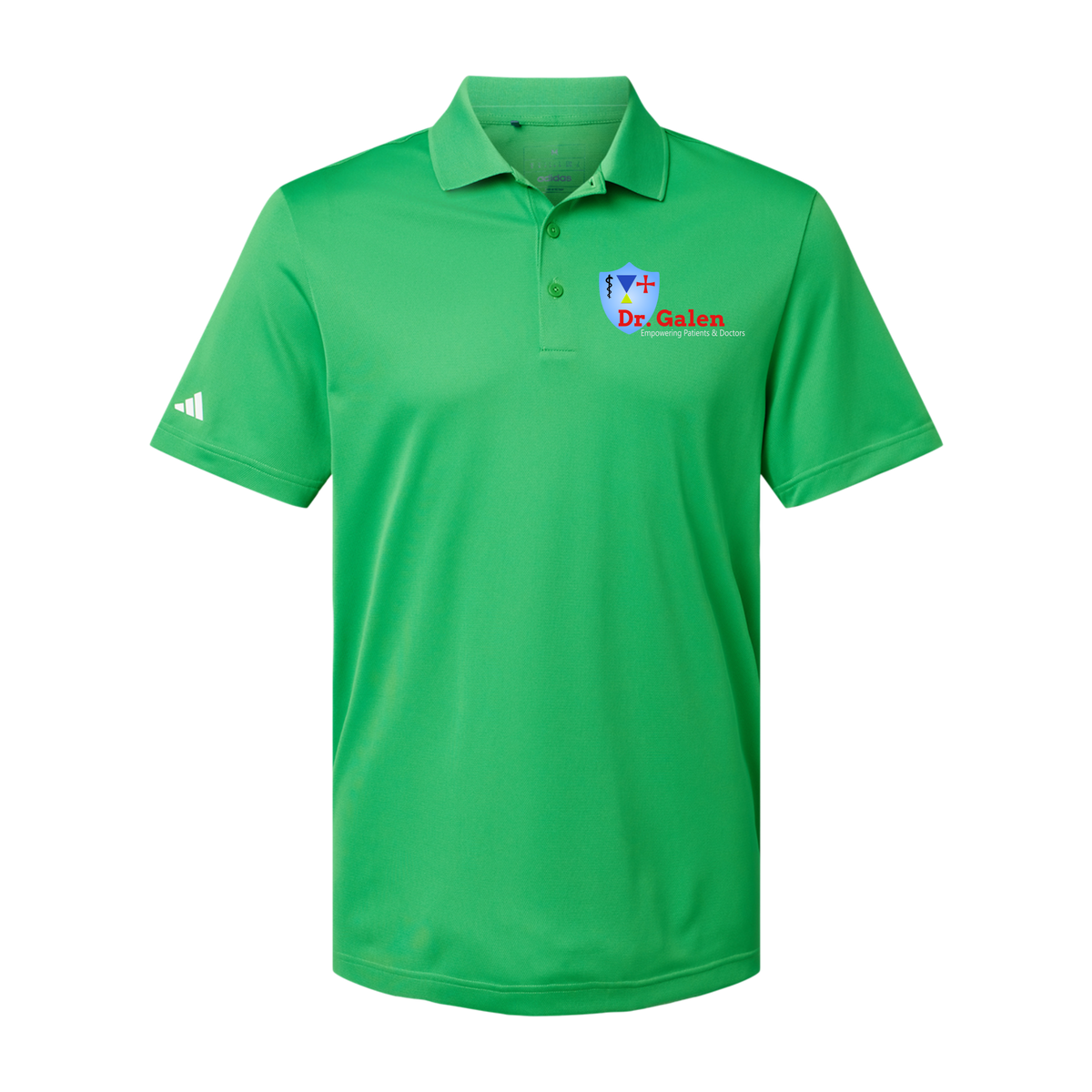 drgalen-adidas-mens-sport-polo-shirt-embroidery-leftchest-A430-vividgreen-flat-front