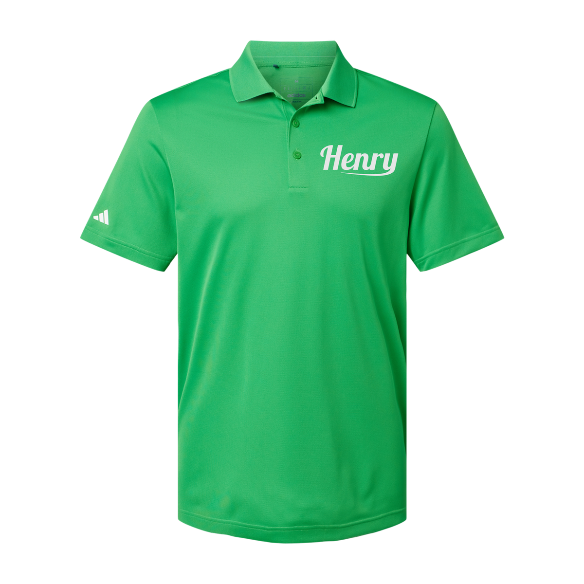 henrymeds-adidas-mens-sport-polo-shirt-embroidery-leftchest-A430-vividgreen-flat-front