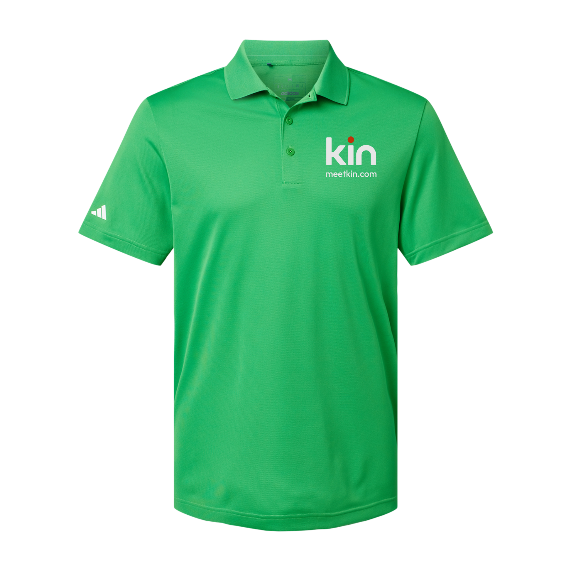 kin-adidas-mens-sport-polo-shirt-embroidery-leftchest-A430-vividgreen-flat-front