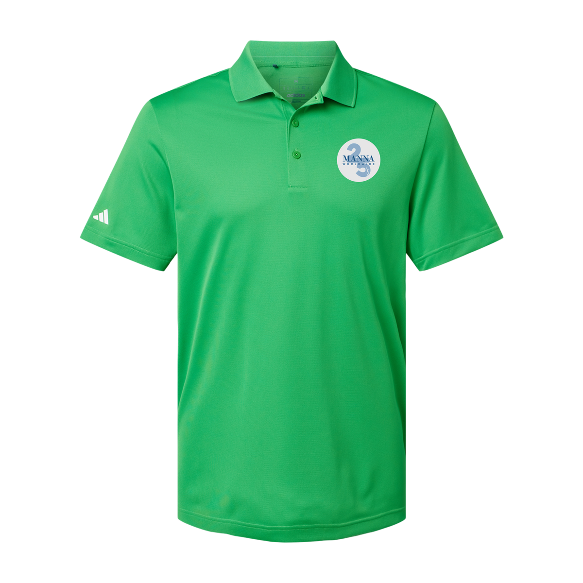 mannaworldwide-adidas-mens-sport-polo-shirt-embroidery-leftchest-A430-vividgreen-flat-front