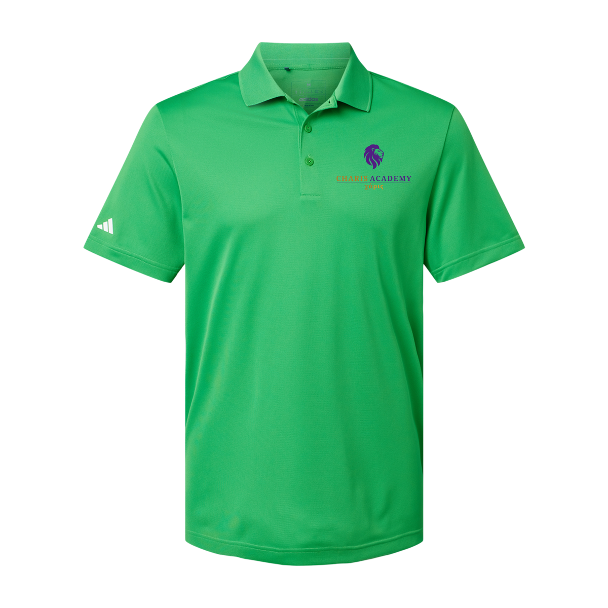 cahazleton-adidas-mens-sport-polo-shirt-embroidery-leftchest-A430-vividgreen-flat-front